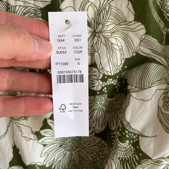 NWT J. Crew X Liberty London Floral Cotton Cut Out Green Cream Boho Resort Sz 6 - Picture 6 of 9